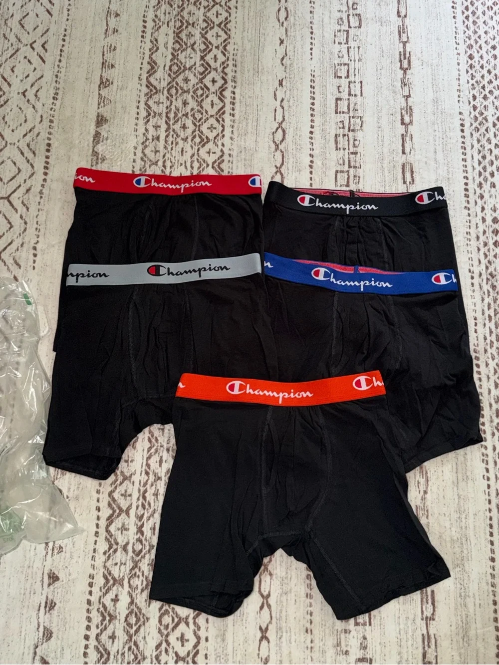 5-Pack Champion Men's Boxer Briefs SMALL Everyday Black Cotton Support Pouch New